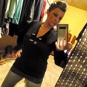 Trade? Offer? Med black Charter Club Vneck sweater w/ 2 gold clasps never worn